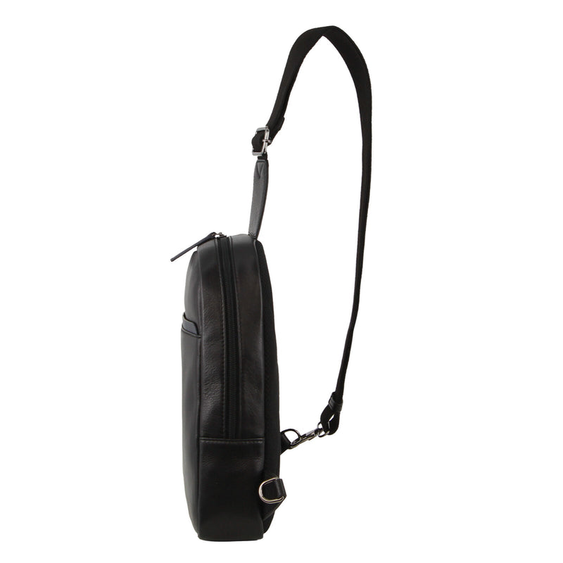 Load image into Gallery viewer, Pierre Cardin Mens Leather Crossbody Bag w/ Shoulder Strap in Black/Navy-3
