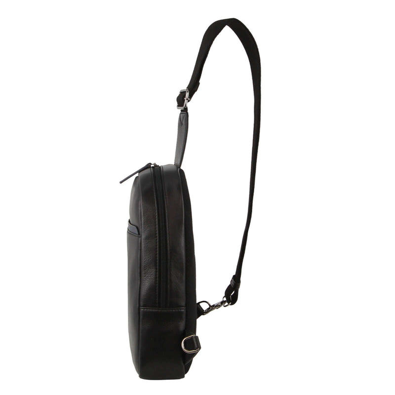 Load image into Gallery viewer, Pierre Cardin Mens Leather Crossbody Bag w/ Shoulder Strap in Black/Navy-3
