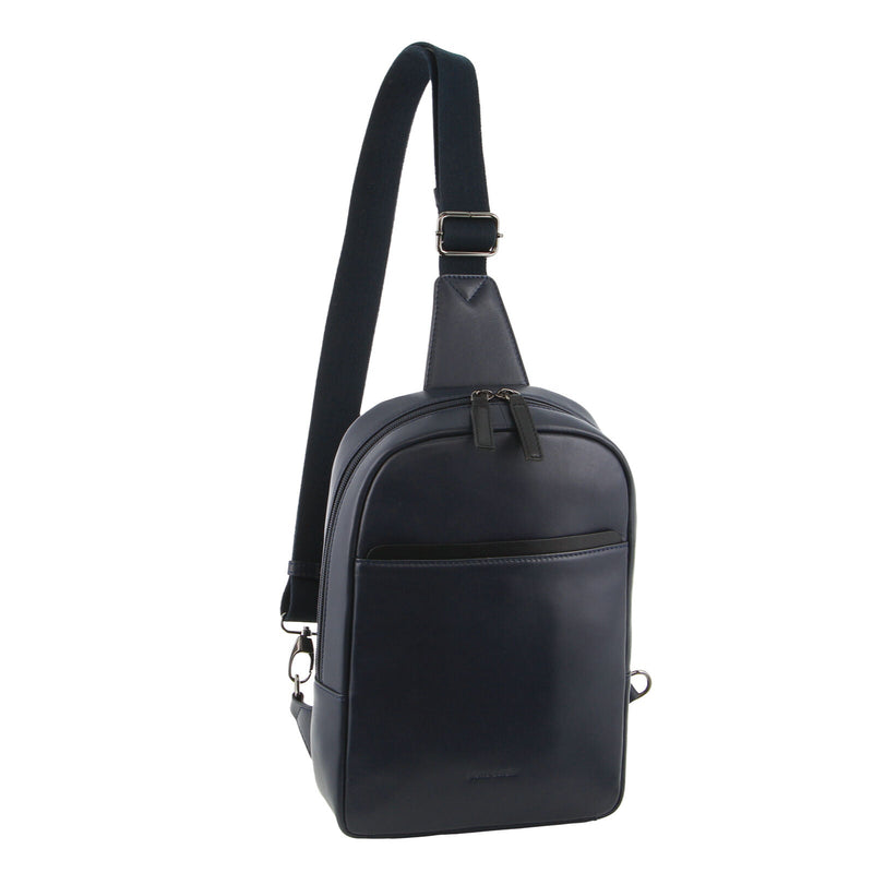 Load image into Gallery viewer, Pierre Cardin Mens Leather Crossbody Bag w/ Shoulder Strap in Navy/Black-0