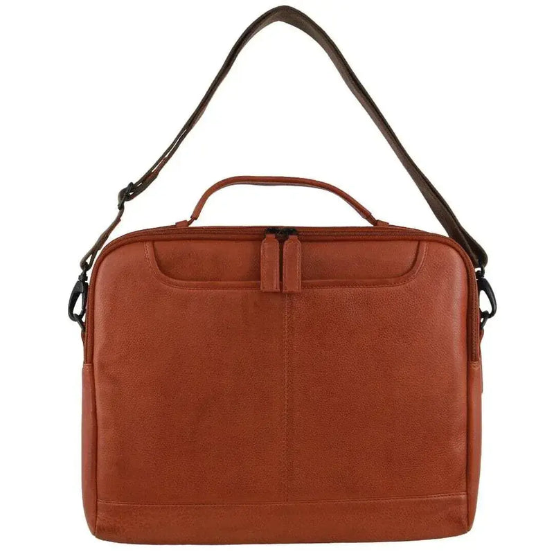 Load image into Gallery viewer, Pierre Cardin Mens Italian Leather Computer Laptop Bag in Cognac-3