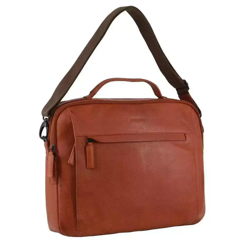 Load image into Gallery viewer, Pierre Cardin Mens Italian Leather Computer Laptop Bag in Cognac-1