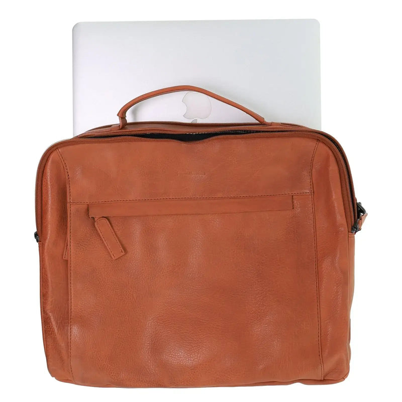 Load image into Gallery viewer, Pierre Cardin Mens Italian Leather Computer Laptop Bag in Cognac-2