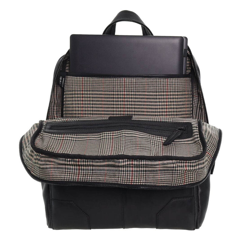 Load image into Gallery viewer, Pierre Cardin Mens Leather Sleek Backpack Bag w/ Laptop Compartment in Black-4