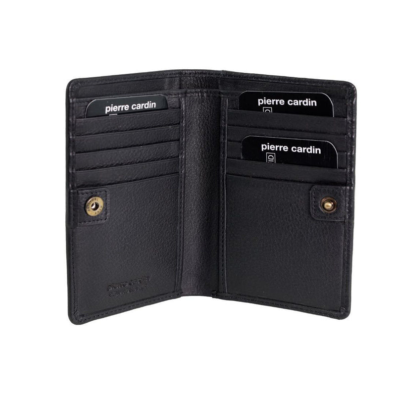 Load image into Gallery viewer, Pierre Cardin Ladies Leather Snap Button Bi-Fold Wallet - Black-2
