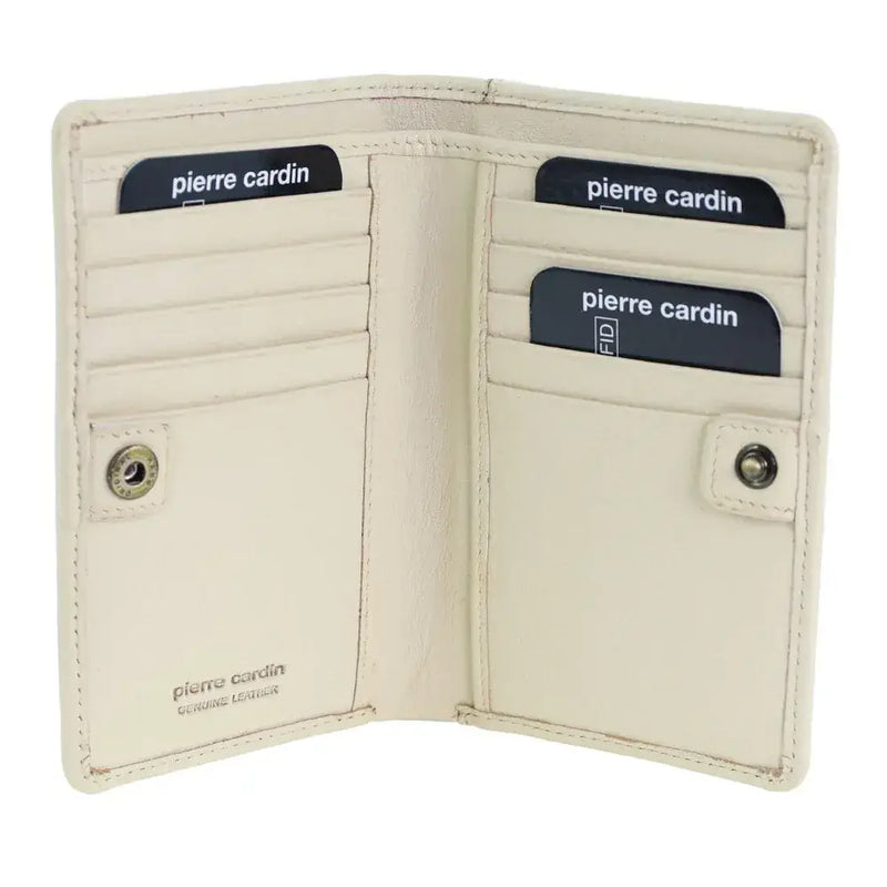 Load image into Gallery viewer, Pierre Cardin Ladies Leather Snap Button Bi-Fold Wallet - Bone-2