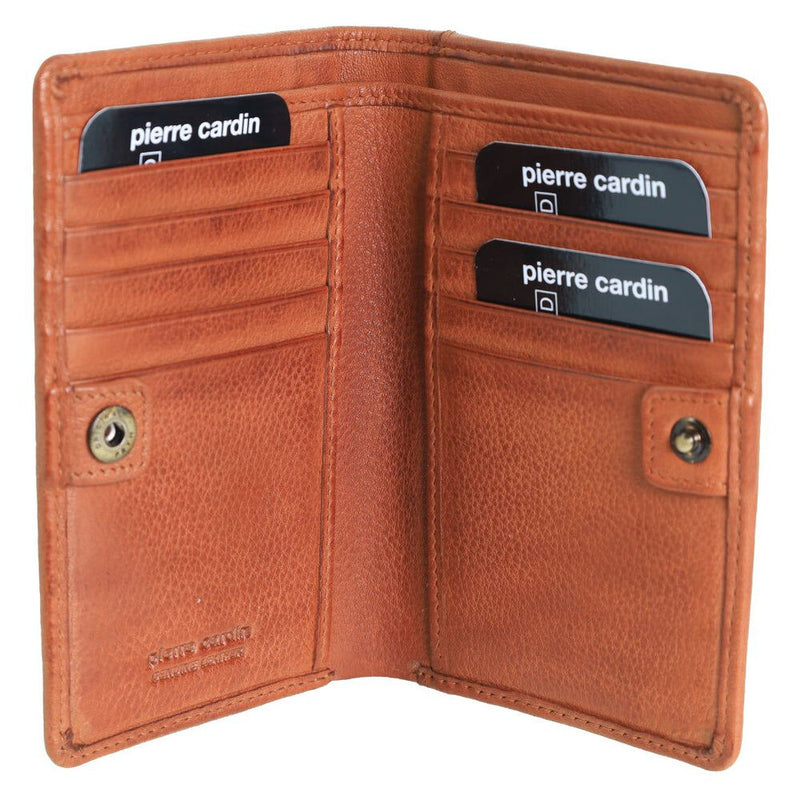 Load image into Gallery viewer, Pierre Cardin Ladies Leather Snap Button Bi-Fold Wallet - Cognac-2