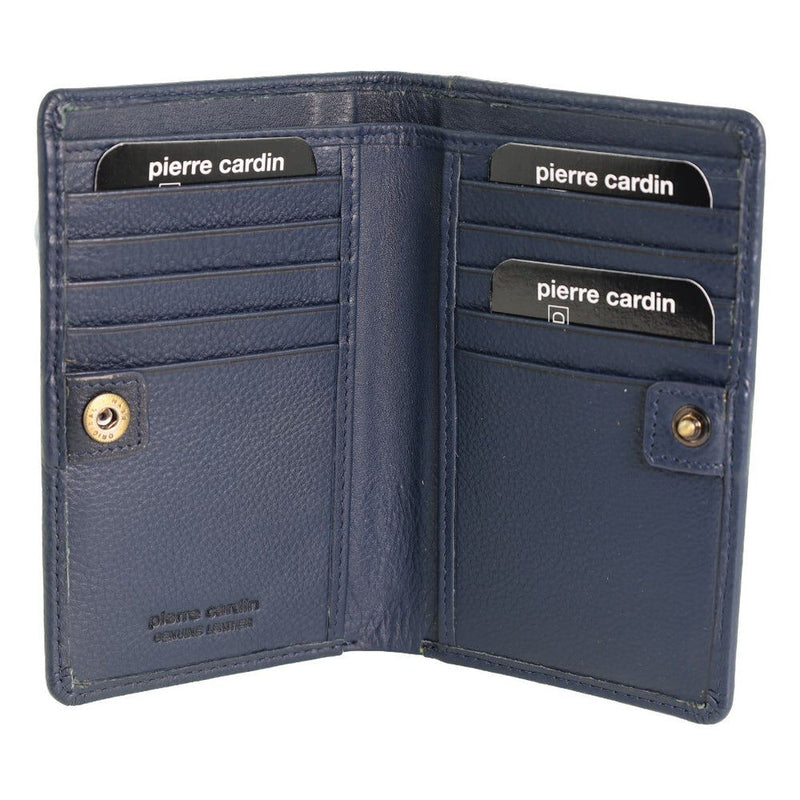 Load image into Gallery viewer, Pierre Cardin Ladies Leather Snap Button Bi-Fold Wallet - Navy-2
