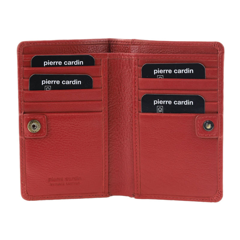 Load image into Gallery viewer, Pierre Cardin Ladies Leather Snap Button Bi-Fold Wallet - Red-2