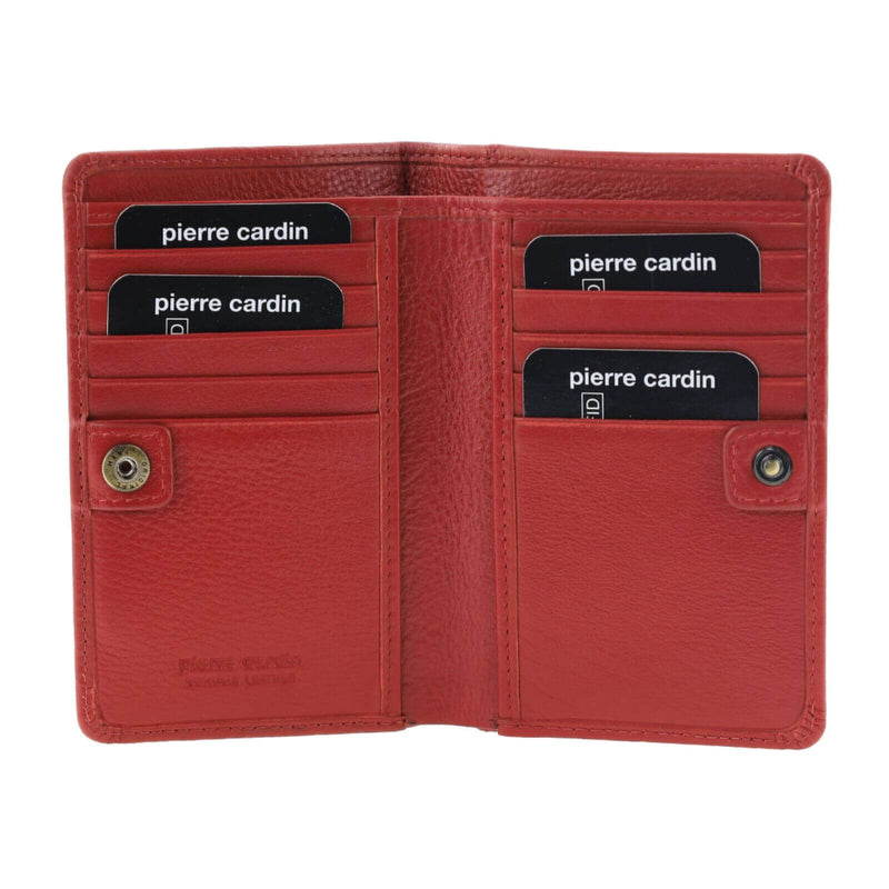 Load image into Gallery viewer, Pierre Cardin Ladies Leather Snap Button Bi-Fold Wallet - Red-2
