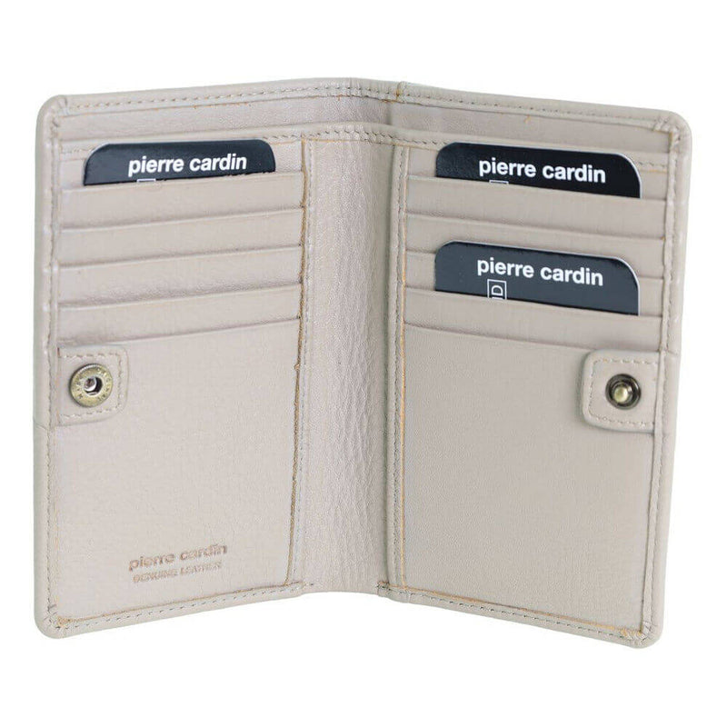 Load image into Gallery viewer, Pierre Cardin Ladies Leather Snap Button Bi-Fold Wallet - Taupe-2