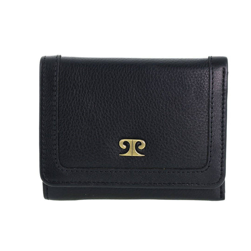 Load image into Gallery viewer, Pierre Cardin Ladies Leather Snap Button Tri-Fold Wallet - Black-1