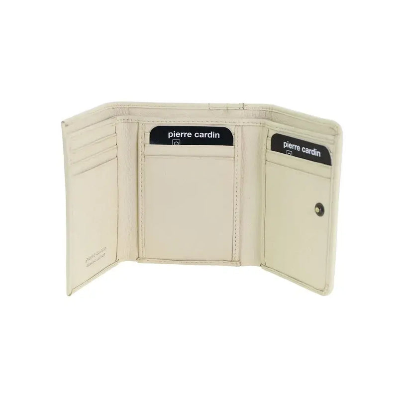 Load image into Gallery viewer, Pierre Cardin Ladies Leather Snap Button Tri-Fold Wallet - Bone-2