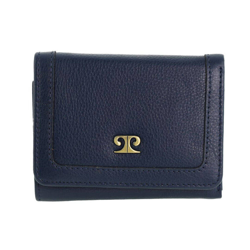 Load image into Gallery viewer, Pierre Cardin Ladies Leather Snap Button Tri-Fold Wallet - Navy-1