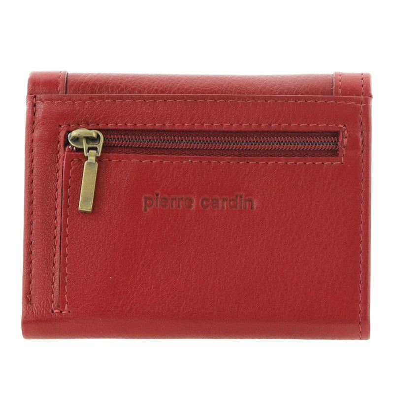 Load image into Gallery viewer, Pierre Cardin Ladies Leather Snap Button Tri-Fold Wallet - Red-3