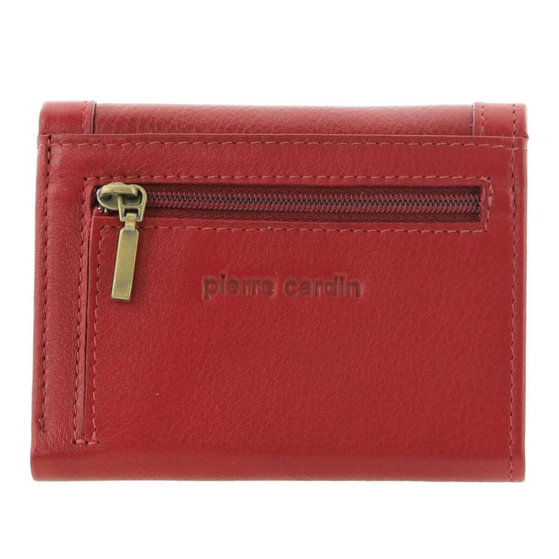 Load image into Gallery viewer, Pierre Cardin Ladies Leather Snap Button Tri-Fold Wallet - Red-3