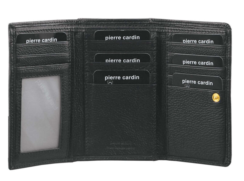 Load image into Gallery viewer, Pierre Cardin Womens Soft Italian Leather RFID Purse Wallet Rustic - Black-0