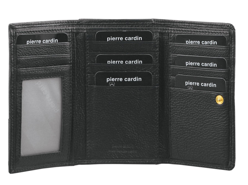 Load image into Gallery viewer, Pierre Cardin Womens Soft Italian Leather RFID Purse Wallet Rustic - Black-1