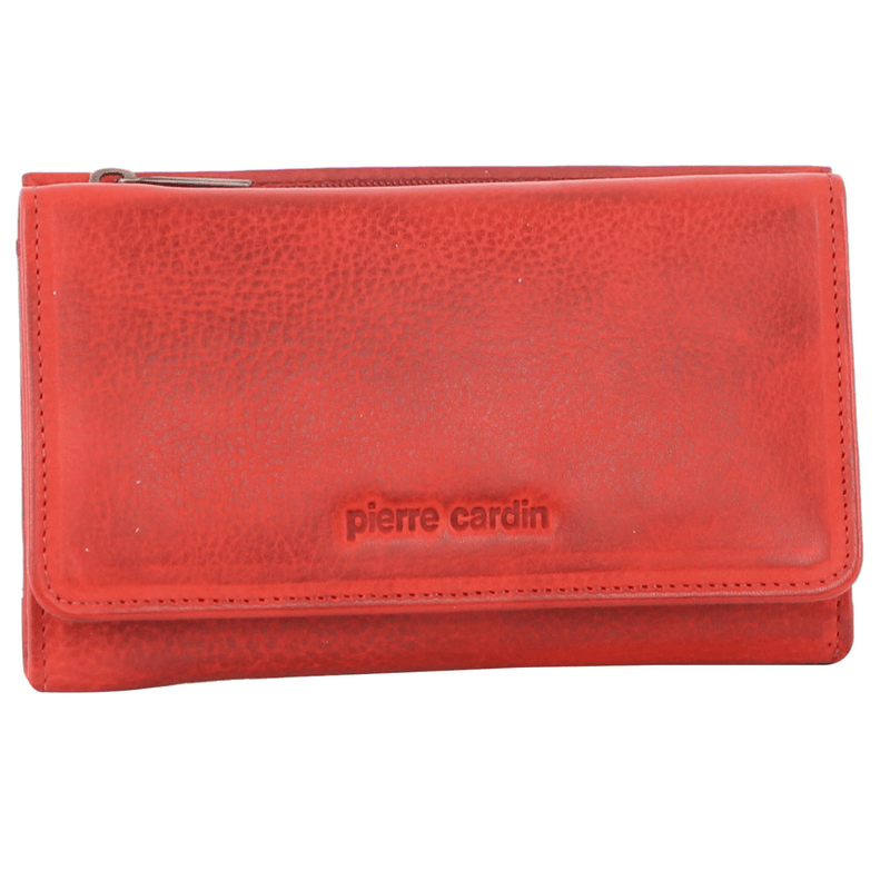 Load image into Gallery viewer, Pierre Cardin Womens Soft Italian Leather RFID Purse Wallet Rustic Trifold - Red-2