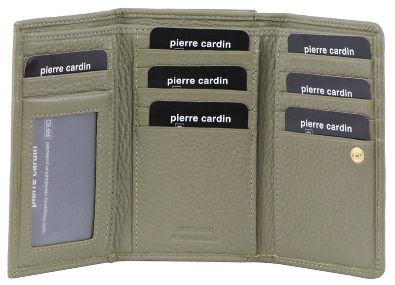 Load image into Gallery viewer, Pierre Cardin Ladies Women's Soft Italian Leather RFID Purse Wallet Rustic - Sage-1