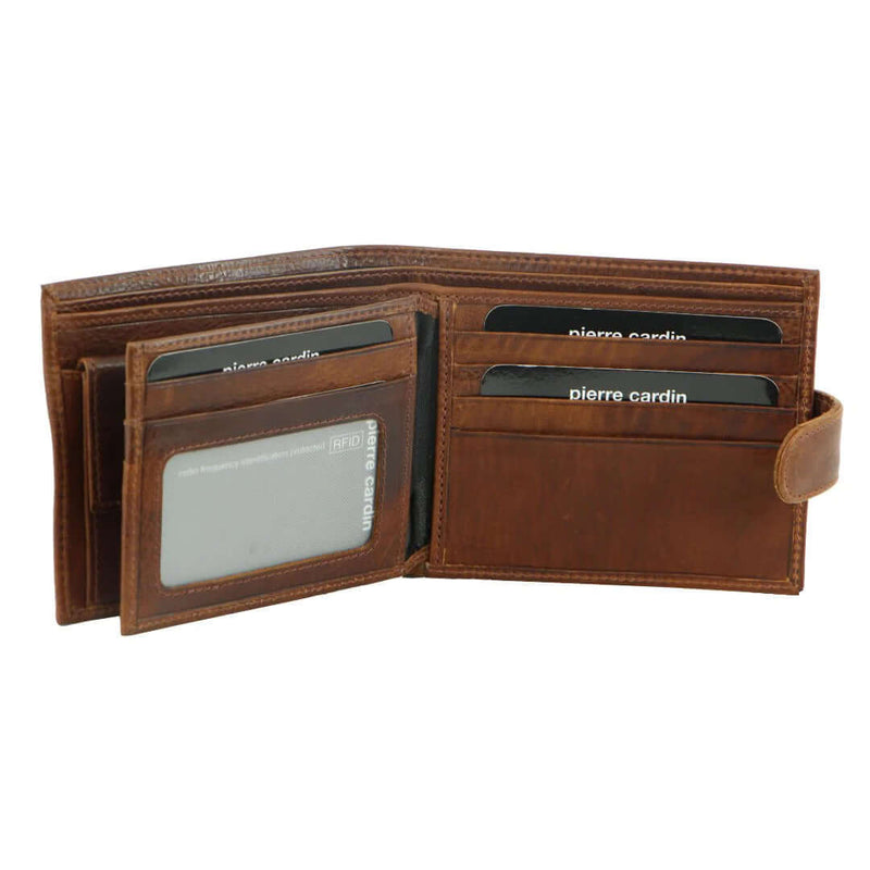 Load image into Gallery viewer, Pierre Cardin Mens Genuine Soft Italian Leather RFID Wallet - Cognac-2