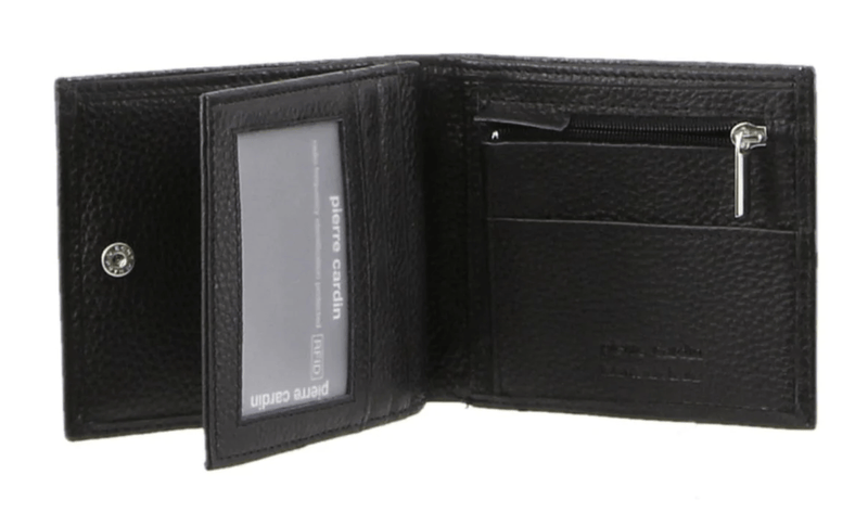 Load image into Gallery viewer, Pierre Cardin Mens Tri Fold Leather Wallet w/ RFID Protection - Black-0
