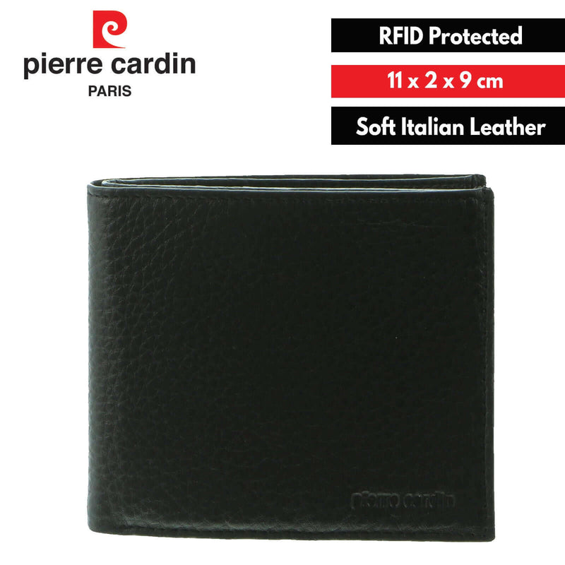 Load image into Gallery viewer, Pierre Cardin Mens Tri Fold Leather Wallet w/ RFID Protection - Black-4