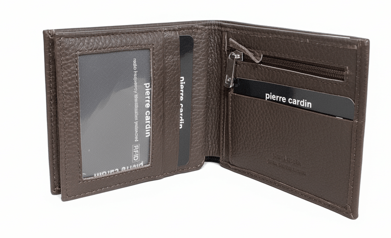 Load image into Gallery viewer, Pierre Cardin Mens Leather Tri Fold Wallet w/ RFID Protection - Brown-2
