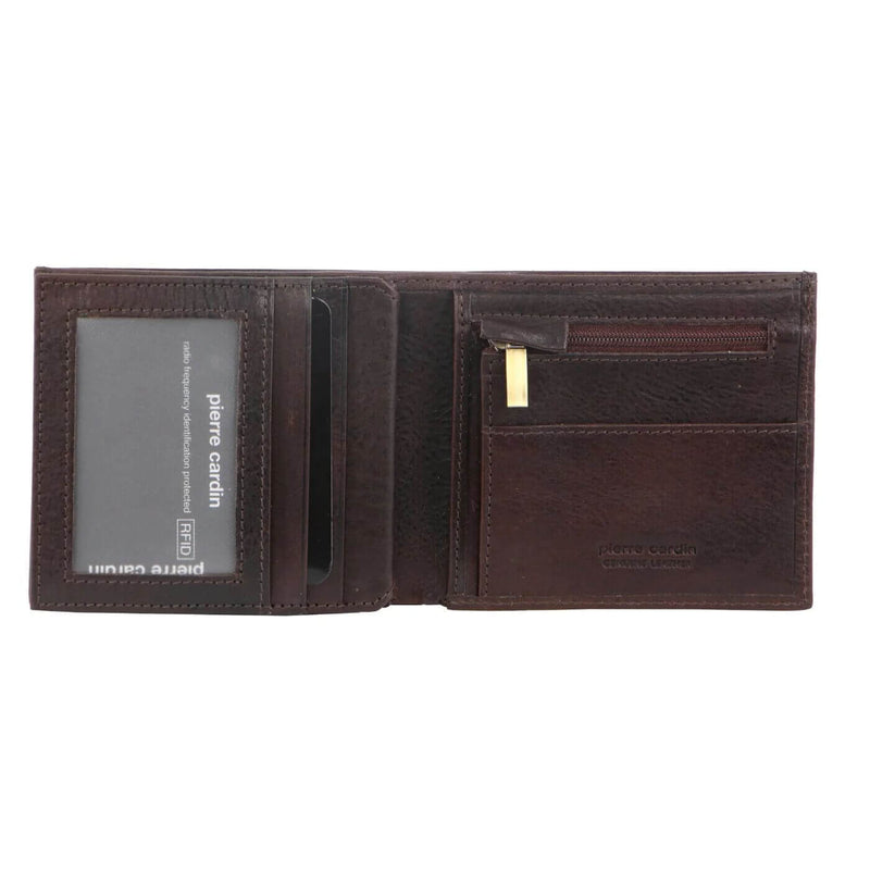 Load image into Gallery viewer, Pierre Cardin Mens Wallet Tri Fold Leather w/ RFID Protection - Chocolate-0