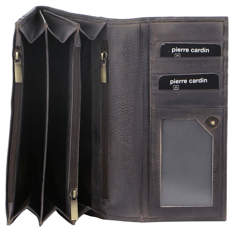 Load image into Gallery viewer, Pierre Cardin Womens Soft Italian Leather RFID Purse Wallet - Black-0