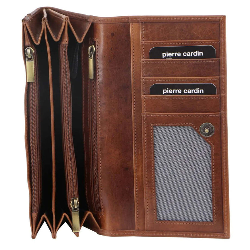 Load image into Gallery viewer, Pierre Cardin Womens Soft Italian Leather RFID Purse Wallet - Cognac-0