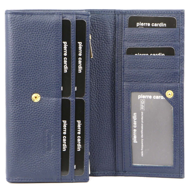 Load image into Gallery viewer, Pierre Cardin Ladies Womens Soft Italian Leather RFID Purse Wallet - Navy-3
