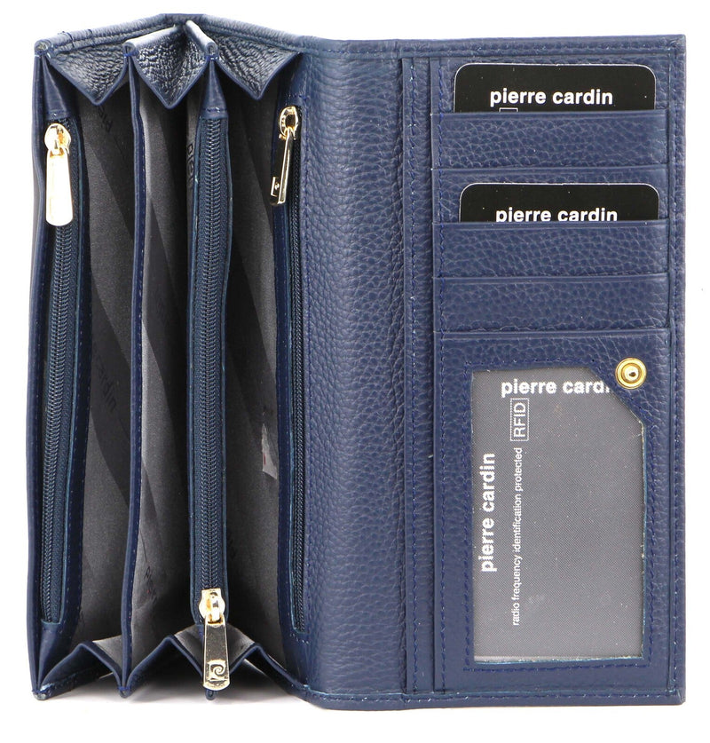 Load image into Gallery viewer, Pierre Cardin Ladies Womens Soft Italian Leather RFID Purse Wallet - Navy-1