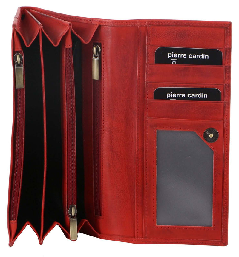 Load image into Gallery viewer, Pierre Cardin Womens Soft Italian Leather RFID Purse Wallet - Red-1