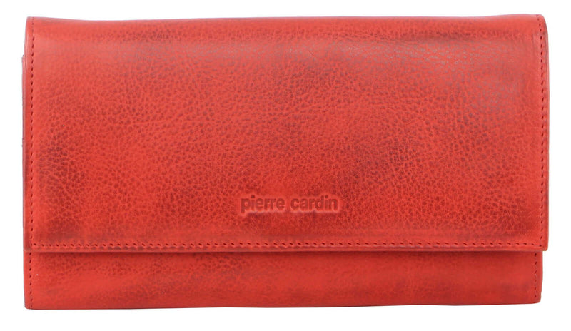 Load image into Gallery viewer, Pierre Cardin Womens Soft Italian Leather RFID Purse Wallet - Red-2