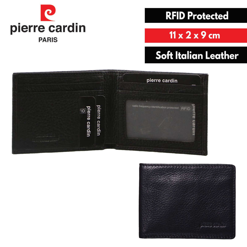 Load image into Gallery viewer, Pierre Cardin Mens Genuine Italian Soft RFID Bifold Slim Wallet - Black-1