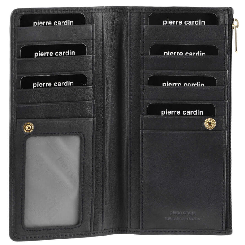 Load image into Gallery viewer, Pierre Cardin Womens Genuine Leather RFID Purse Wallet - Black-0
