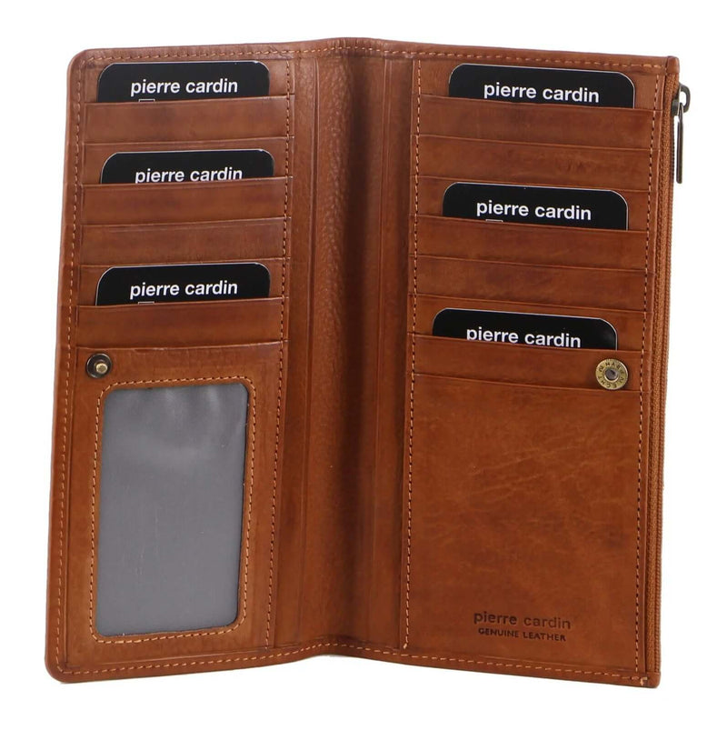 Load image into Gallery viewer, Pierre Cardin Womens Soft Italian Leather RFID Purse Wallet - Cognac-0