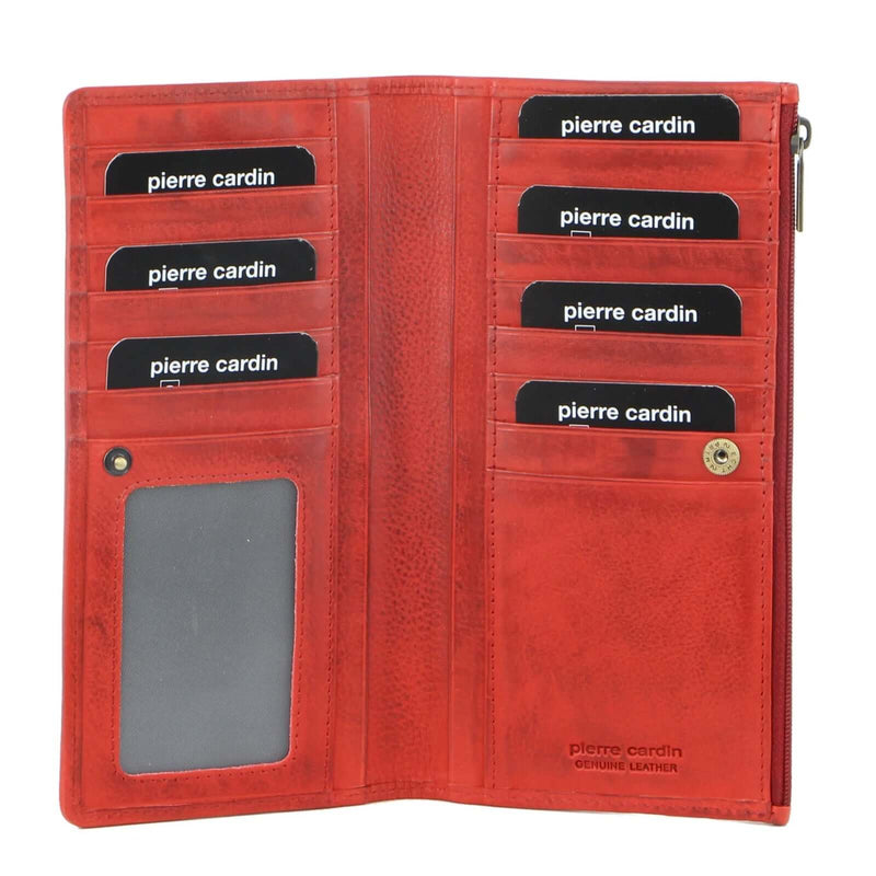 Load image into Gallery viewer, Pierre Cardin Womens Genuine Leather RFID Purse Wallet - Red-1
