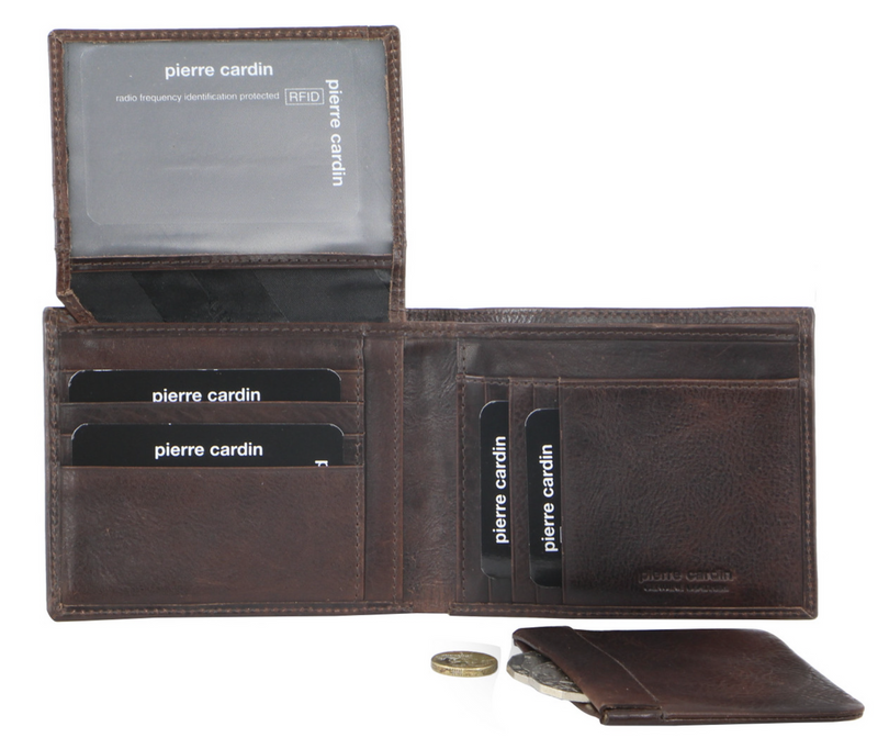 Load image into Gallery viewer, Pierre Cardin Mens Genuine Italian Leather Wallet Removable Coin Purse - Chocolate-1