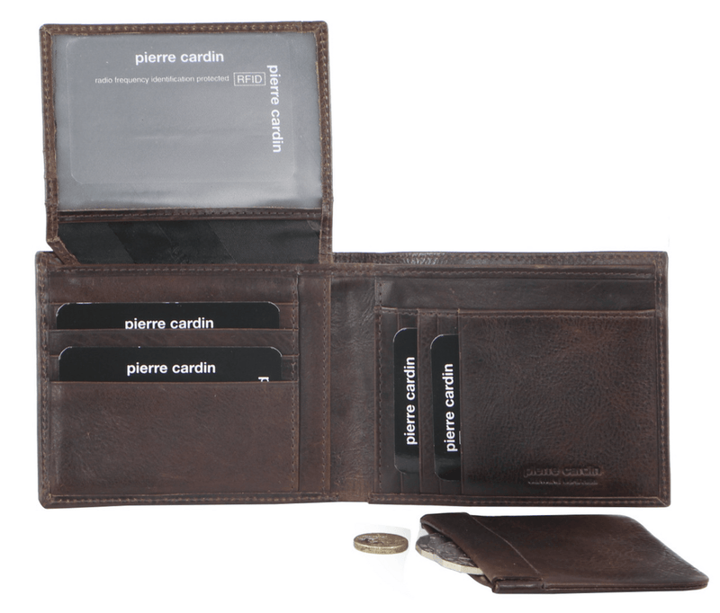 Load image into Gallery viewer, Pierre Cardin Mens Genuine Italian Leather Wallet Removable Coin Purse - Chocolate-1