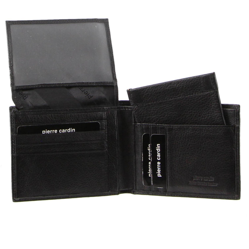 Load image into Gallery viewer, Pierre Cardin Mens Genuine Italian Leather Wallet Removable Coin Purse - Black-2