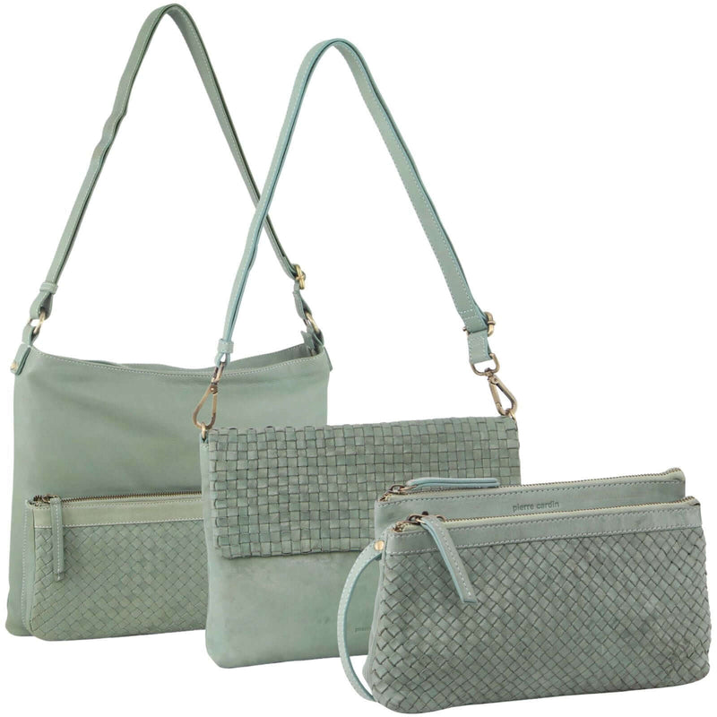 Load image into Gallery viewer, 3-Piece Set Pierre Cardin Womens Woven Cross-Body Bag - Mint Green-1
