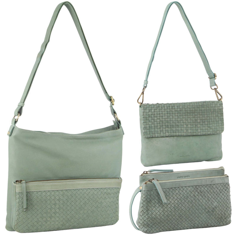 Load image into Gallery viewer, 3-Piece Set Pierre Cardin Womens Woven Cross-Body Bag - Mint Green-2
