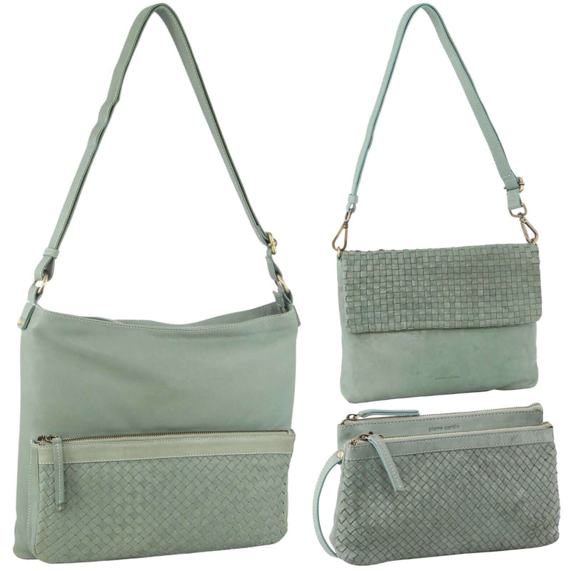Load image into Gallery viewer, 3-Piece Set Pierre Cardin Womens Woven Cross-Body Bag - Mint Green-2