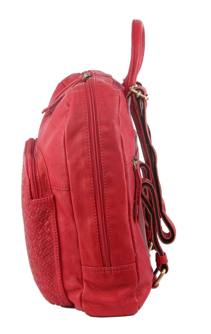 Load image into Gallery viewer, 3PC Set Pierre Cardin Womens Woven Leather Cross-Body Bags + Backpack - Red-4