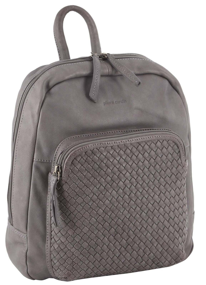 Load image into Gallery viewer, 3Pc Set Pierre Cardin Womens Woven Leather Backpack + Cross-Body Bags - Sky Blue-2