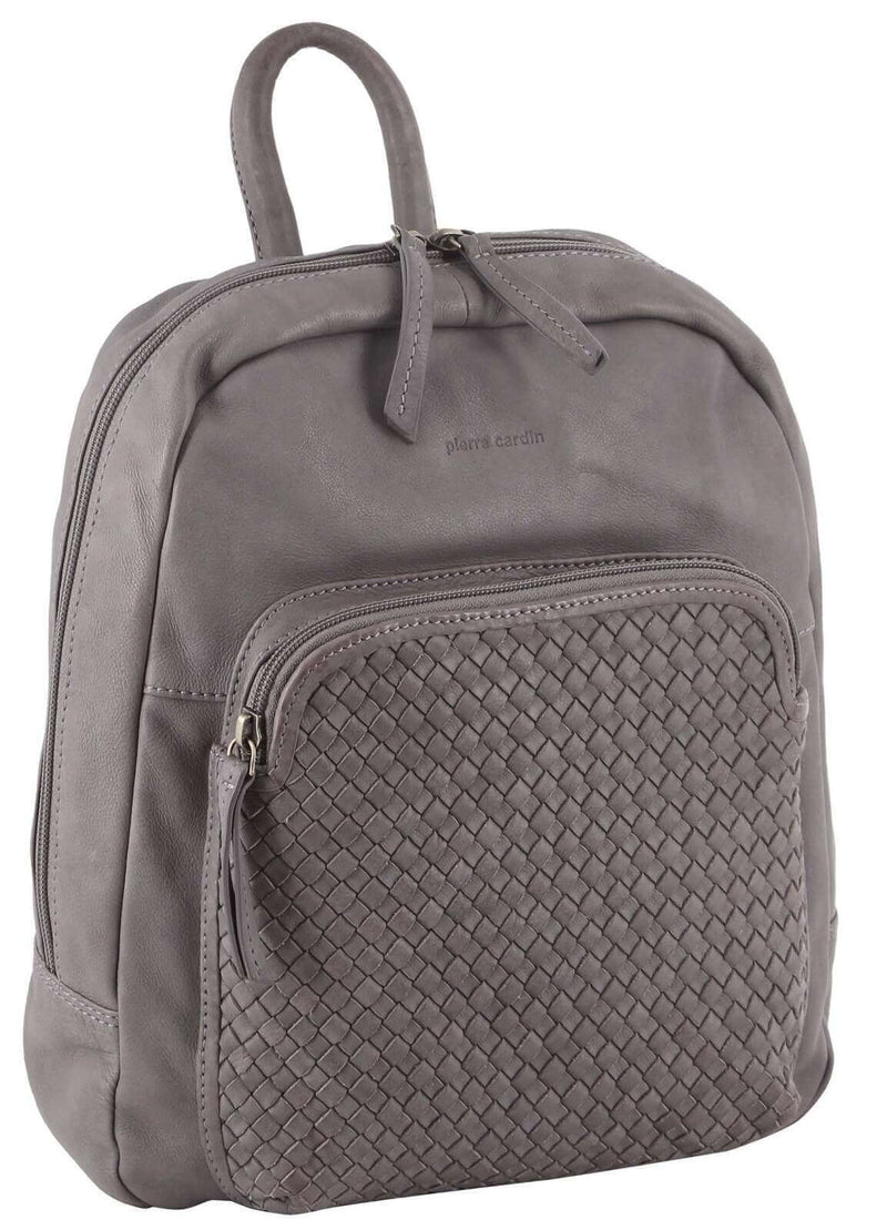 Load image into Gallery viewer, 3Pc Set Pierre Cardin Womens Woven Leather Backpack + Cross-Body Bags - Sky Blue-2