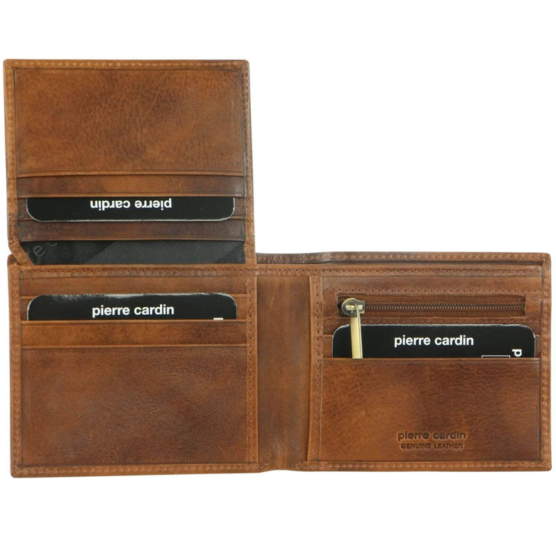 Load image into Gallery viewer, Pierre Cardin Mens Wallet RFID Blocking Genuine Italian Leather - Cognac-3
