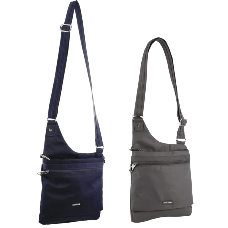 Load image into Gallery viewer, 2Pc Set Pierre Cardin RFID Cross Body Bag Anti-Theft Slash Proof - Navy and Grey-0