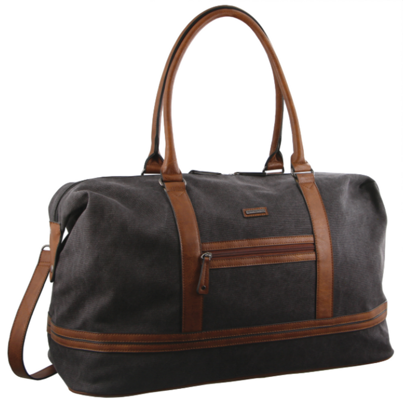 Load image into Gallery viewer, Pierre Cardin Canvas Overnight Bag Business Travel Luggage Weekend Duffle Unisex - Black-0